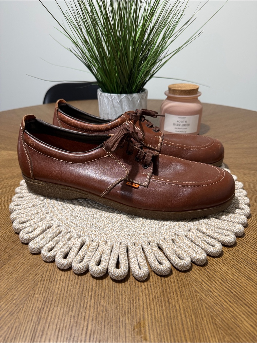 VINTAGE Levi’s mens 15 brown Orange tab 70s leather work shoes EUC